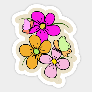 flower tendril, floral, bloom, butterfly, blooming Sticker